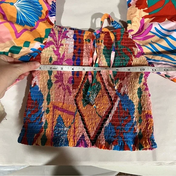 Life Brand Colorful Women's Bohemian Puff Sleeve Crop Top Small - Picture 6 of 7